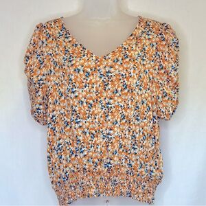 Rose & Olive ruched short sleeve blouse